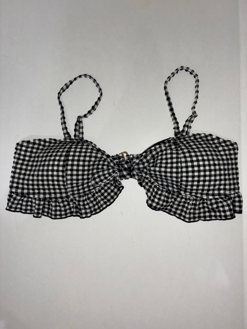 Forever 21  XL  Black and White Gingham Ruffle Bikini Top